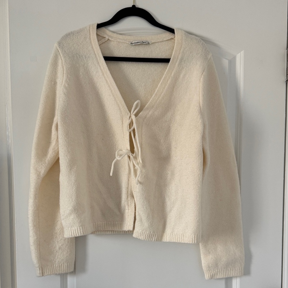 Abercrombie & Fitch Cream Tie-Front Cardigan